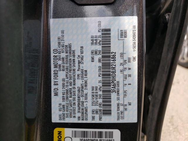 Photo 10 from auction – 2018 FORD FUSION SE with VIN 3FA6P0HD8JR216862