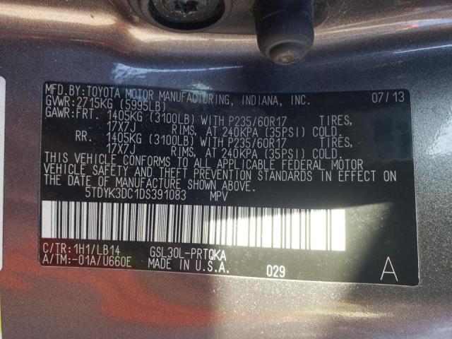 Photo 10 from auction – 2013 TOYOTA SIENNA XLE with VIN 5TDYK3DC1DS391083