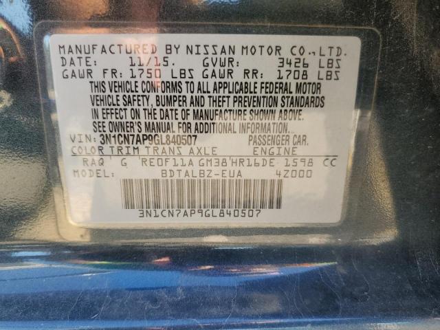 Photo 10 from auction – 2016 NISSAN VERSA AUTO with VIN 3N1CN7AP9GL840507