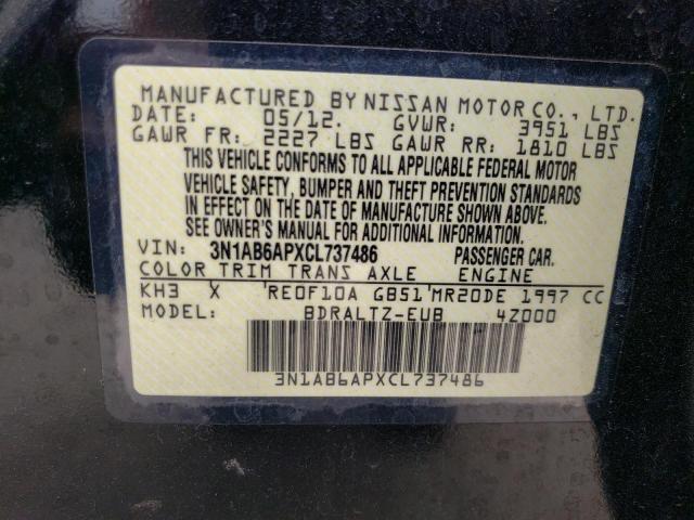 Photo 10 from auction – 2012 NISSAN SENTRA 2.0 with VIN 3N1AB6APXCL737486