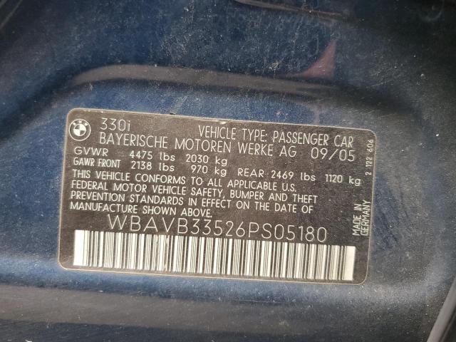 Photo 10 from auction – 2006 BMW 330 I with VIN WBAVB33526PS05180