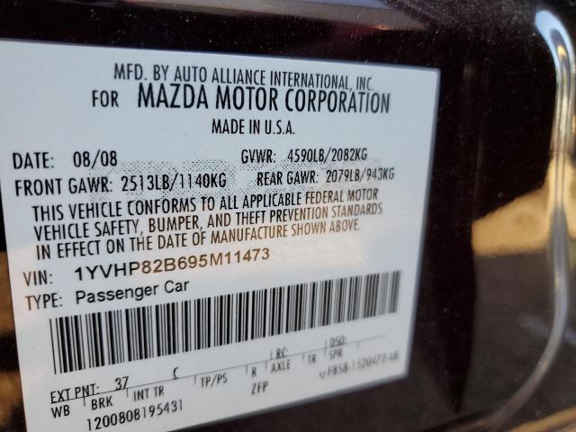 Photo 10 from auction – 2009 MAZDA 6 S with VIN 1YVHP82B695M11473