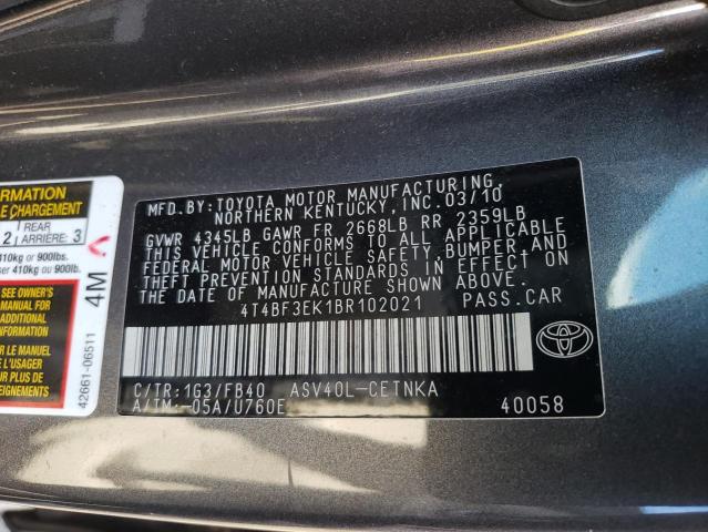 Photo 10 from auction – 2011 TOYOTA CAMRY BASE with VIN 4T4BF3EK1BR102021