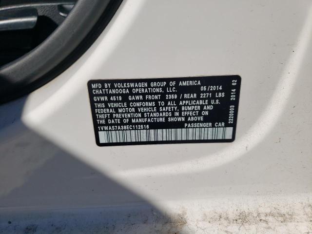 Photo 10 from auction – 2014 VOLKSWAGEN PASSAT S with VIN 1VWAS7A38EC112516