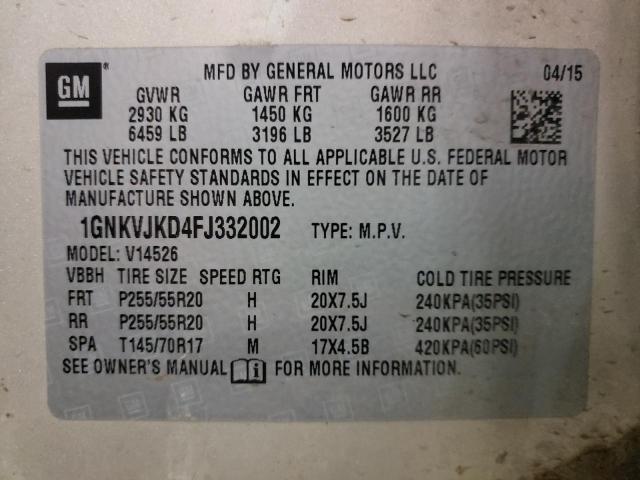 Photo 10 from auction – 2015 CHEVROLET TRAVERSE L with VIN 1GNKVJKD4FJ332002