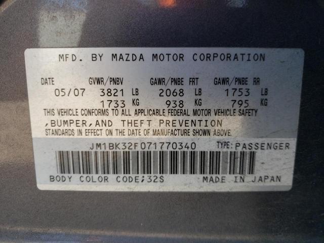 Photo 10 from auction – 2007 MAZDA 3 I with VIN JM1BK32F071770340