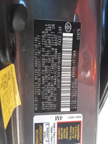 Photo 10 from auction – 2011 TOYOTA CAMRY BASE with VIN 4T4BF3EK4BR194855