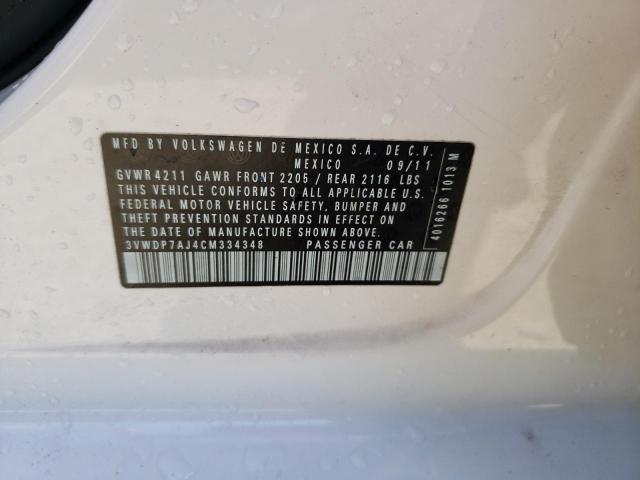 Photo 10 from auction – 2012 VOLKSWAGEN JETTA SE with VIN 3VWDP7AJ4CM334348