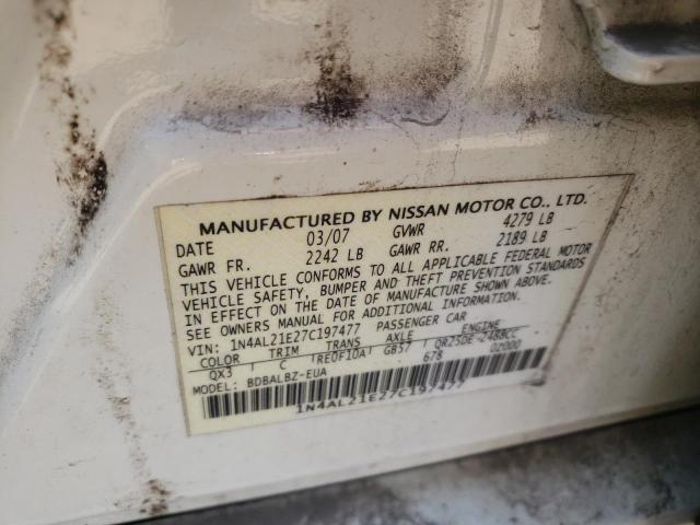 Photo 10 from auction – 2007 NISSAN ALTIMA 2.5 with VIN 1N4AL21E27C197477