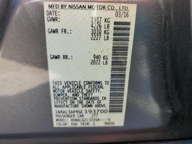 Photo 10 from auction – 2016 NISSAN ALTIMA 2.5 with VIN 1N4AL3AP4GC193700