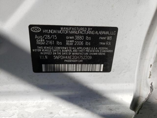 Photo 10 from auction – 2016 HYUNDAI ELANTRA SE with VIN 5NPDH4AE2GH752209