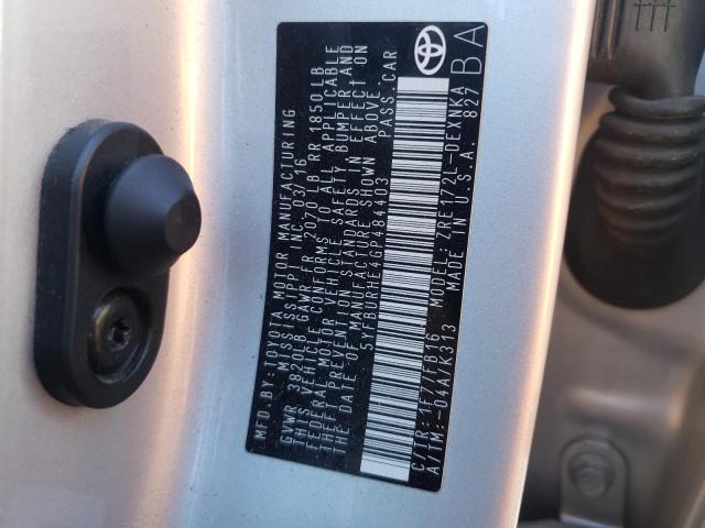 Photo 10 from auction – 2016 TOYOTA COROLLA L with VIN 5YFBURHE4GP484403