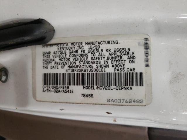 Photo 10 from auction – 2000 TOYOTA CAMRY LE with VIN 4T1BF22K9YU938161