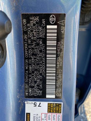 Photo 10 from auction – 2008 TOYOTA PRIUS with VIN JTDKB20U687813797