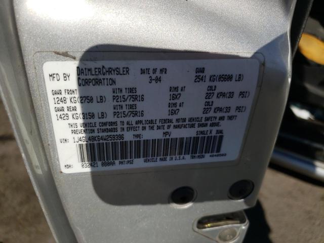 Photo 10 from auction – 2004 JEEP LIBERTY SP with VIN 1J4GL48K64W259396