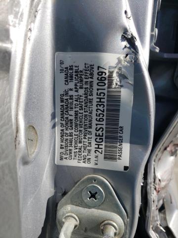 Photo 10 from auction – 2003 HONDA CIVIC with VIN 2HGES16523H510697