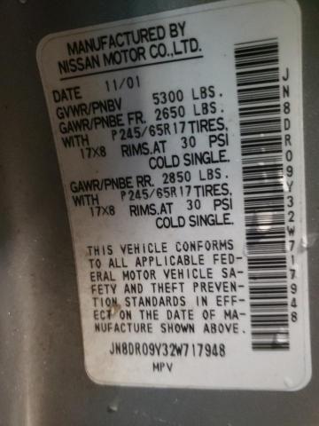 Photo 10 from auction – 2002 NISSAN PATHFINDER with VIN JN8DR09Y32W717948