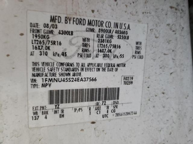Photo 10 from auction – 2004 FORD EXCURSION with VIN 1FMNU45S24EA37566