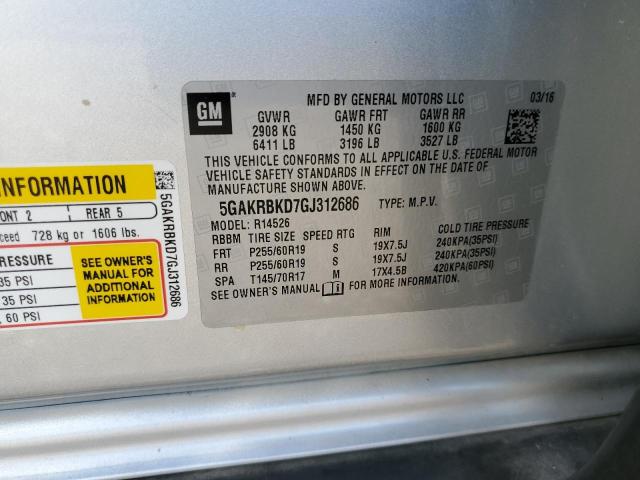 Photo 10 from auction – 2016 BUICK ENCLAVE with VIN 5GAKRBKD7GJ312686