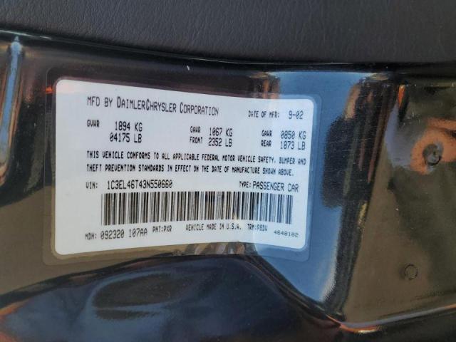 Photo 10 from auction – 2003 CHRYSLER SEBRING LX with VIN 1C3EL46T43N550660