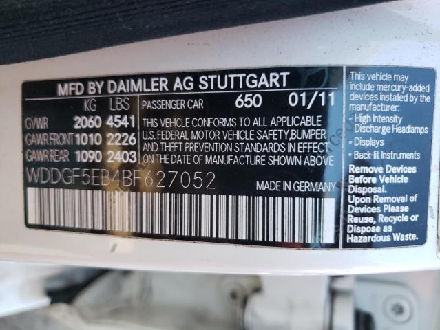 Photo 10 from auction – 2011 MERCEDES-BENZ C 300 with VIN WDDGF5EB4BF627052