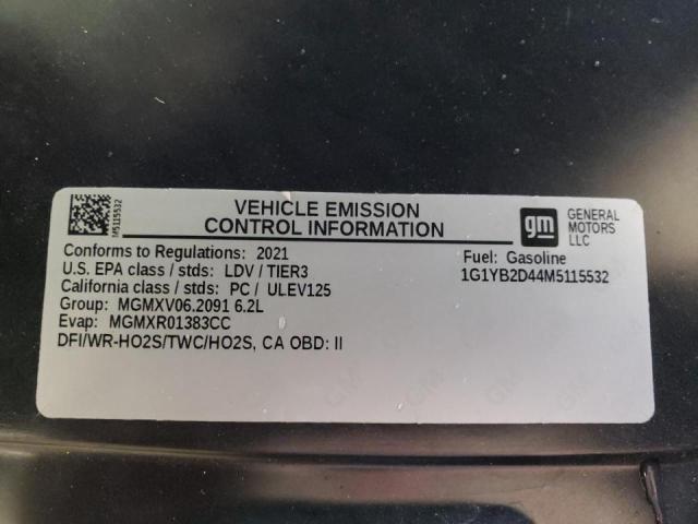 Photo 10 from auction – 2021 CHEVROLET CORVETTE S with VIN 1G1YB2D44M5115532