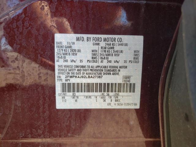 Photo 10 from auction – 2020 FORD EDGE SEL with VIN 2FMPK4J92LBA27387