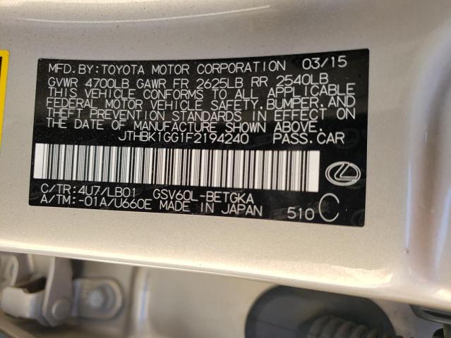 Photo 10 from auction – 2015 LEXUS ES 350 with VIN JTHBK1GG1F2194240
