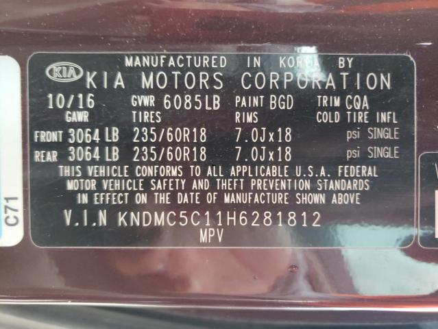 Photo 10 from auction – 2017 KIA SEDONA EX with VIN KNDMC5C11H6281812