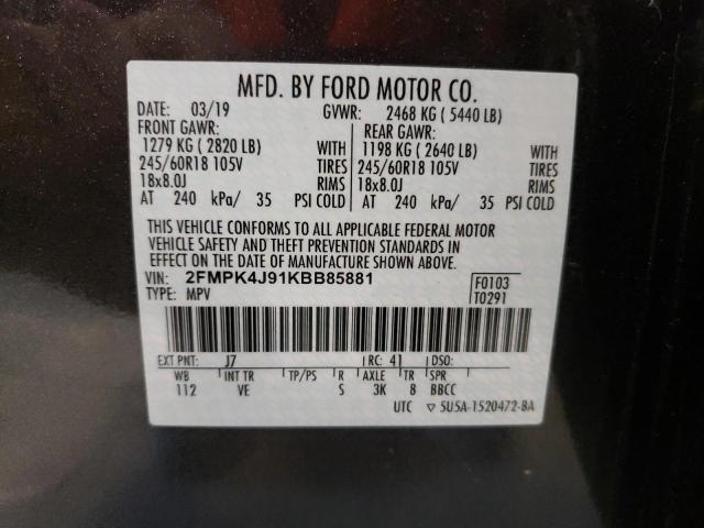 Photo 10 from auction – 2019 FORD EDGE SEL with VIN 2FMPK4J91KBB85881