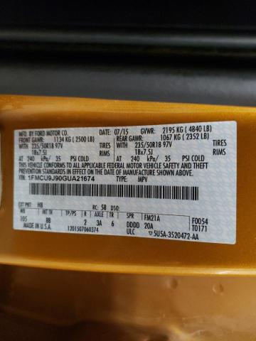 Photo 10 from auction – 2016 FORD ESCAPE TIT with VIN 1FMCU9J90GUA21674