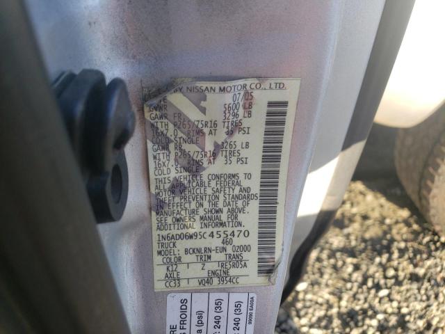Photo 10 from auction – 2005 NISSAN FRONTIER K with VIN 1N6AD06W95C455470