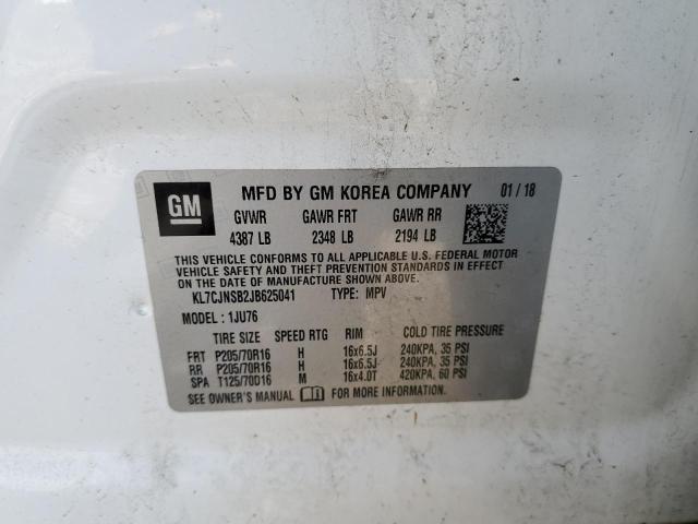 Photo 10 from auction – 2018 CHEVROLET TRAX LS with VIN KL7CJNSB2JB625041