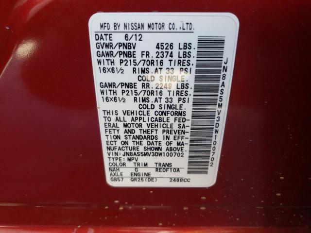 Photo 10 from auction – 2013 NISSAN ROGUE S with VIN JN8AS5MV3DW100702