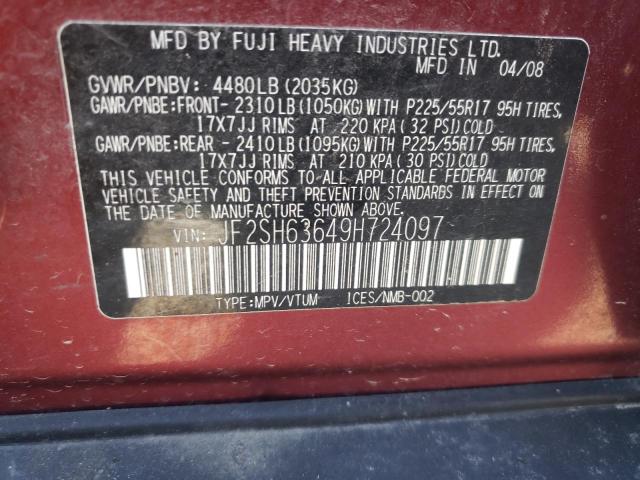Photo 10 from auction – 2009 SUBARU FORESTER 2 with VIN JF2SH63649H724097