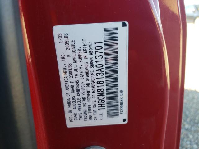 Photo 10 from auction – 2003 HONDA ACCORD EX with VIN 1HGCM81613A013701