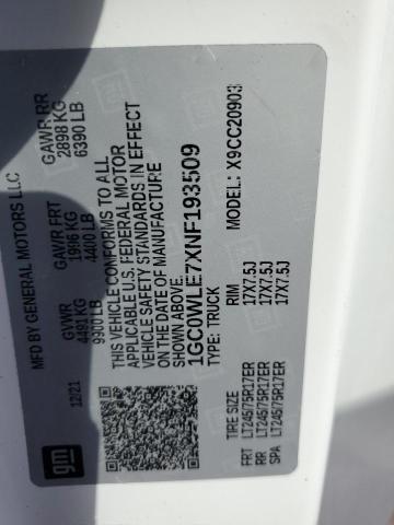 Photo 10 from auction – 2022 CHEVROLET SILVERADO with VIN 1GC0WLE7XNF193509
