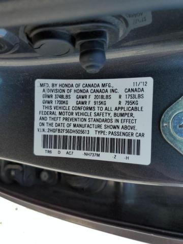 Photo 10 from auction – 2013 HONDA CIVIC LX with VIN 2HGFB2F56DH505613