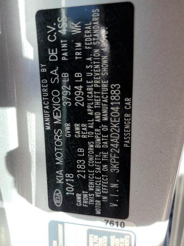 Photo 10 from auction – 2019 KIA FORTE FE with VIN 3KPF24AD2KE041883