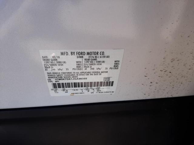 Photo 10 from auction – 2018 FORD EXPLORER X with VIN 1FM5K7D81JGA98355