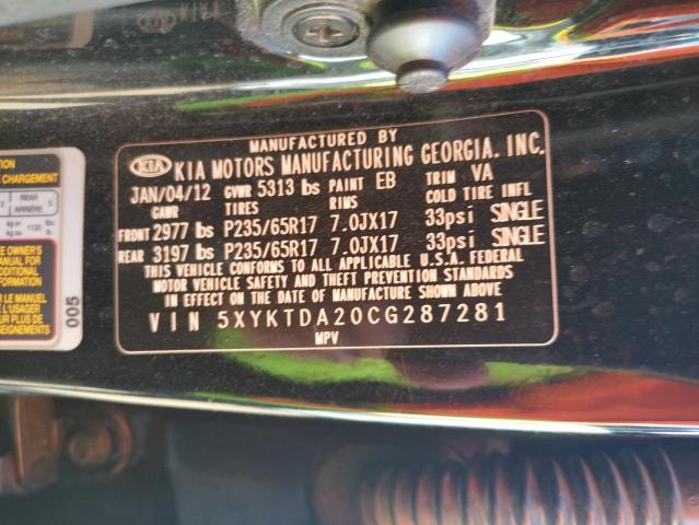 Photo 10 from auction – 2012 KIA SORENTO BA with VIN 5XYKTDA20CG287281