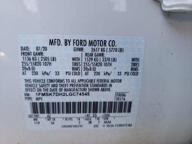 Photo 10 from auction – 2020 FORD EXPLORER X with VIN 1FMSK7DH2LGC74545