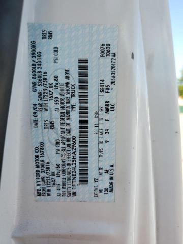 Photo 10 from auction – 2005 FORD ECONOLINE with VIN 1FTNE24L25HA29600