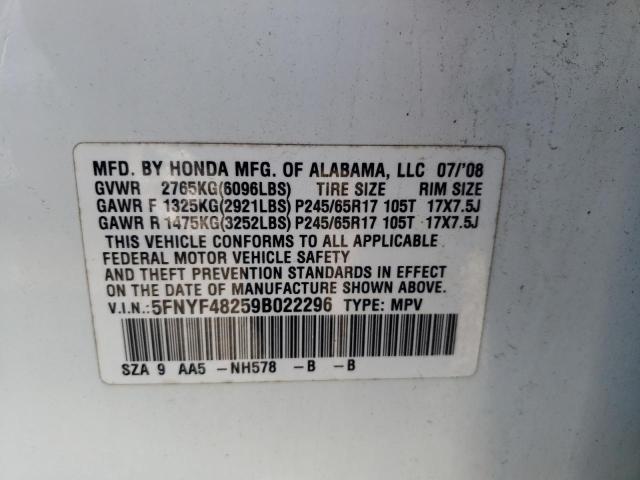 Photo 10 from auction – 2009 HONDA PILOT LX with VIN 5FNYF48259B022296