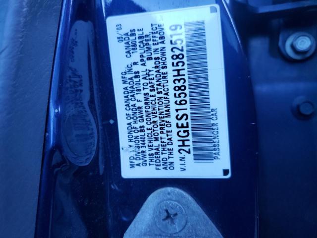 Photo 10 from auction – 2003 HONDA CIVIC LX with VIN 2HGES16583H582519