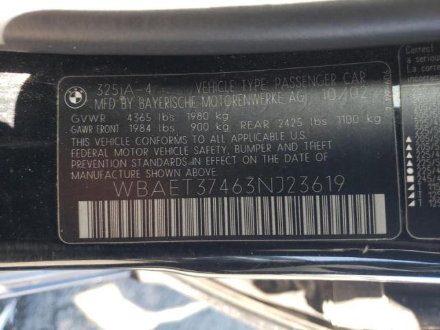 Photo 10 from auction – 2003 BMW 325 I with VIN WBAET37463NJ23619
