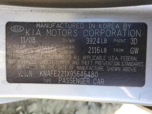 Photo 10 from auction – 2009 KIA SPECTRA EX with VIN KNAFE221X95646480