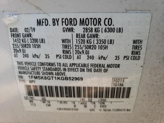 Photo 10 from auction – 2019 FORD EXPLORER S with VIN 1FM5K8GT1KGB52969