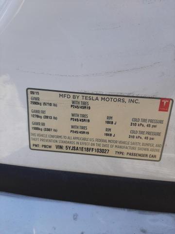 Photo 10 from auction – 2015 TESLA MODEL S with VIN 5YJSA1E18FF103027