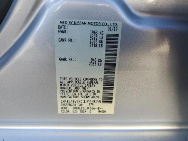 Photo 10 from auction – 2019 NISSAN ALTIMA SL with VIN 1N4BL4EV7KC174926